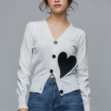 Cardigan Hyla din tricot fin, imprimat cu inimioare