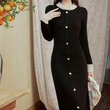 Rochie Aterra din tricot cu decolteu rotund cu perle