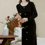 Rochie Aterra din tricot cu decolteu rotund cu perle