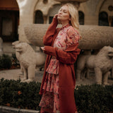 Rochie Ally cu imprimeu deosebit si curea in talie