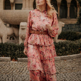 Rochie Ally cu imprimeu deosebit si curea in talie