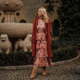 Rochie Ally cu imprimeu deosebit si curea in talie