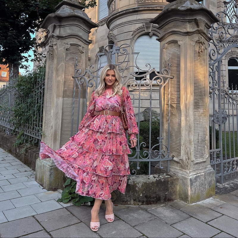 Rochie Ally cu imprimeu deosebit si curea in talie