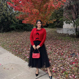 Jerseu Sabriel din tricot cu inchidere prin nasturi cu fundite