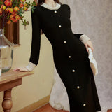 Rochie Aterra din tricot cu decolteu rotund cu perle