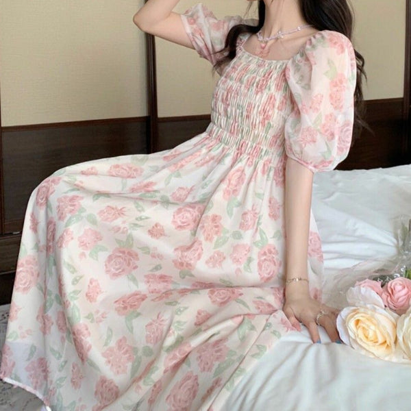 Rochie Garcie cu imprimeu floral si maneci bufante