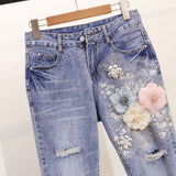Set Berdine negru compus din tricou si pantaloni cu detalii florale