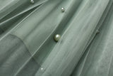 Fusta Perllis verde din tulle accesorizata cu perle
