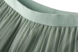 Fusta Perllis verde din tulle accesorizata cu perle