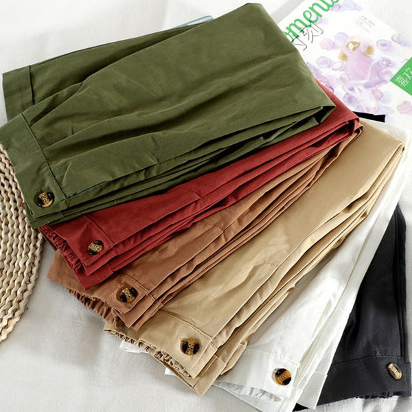 Pantaloni 3/4 Euridice albi cu talie inalta si buzunare laterale