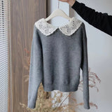 Bluza Galda din tricot cu guler lat si funda