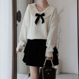 Bluza Galda din tricot cu guler lat si funda