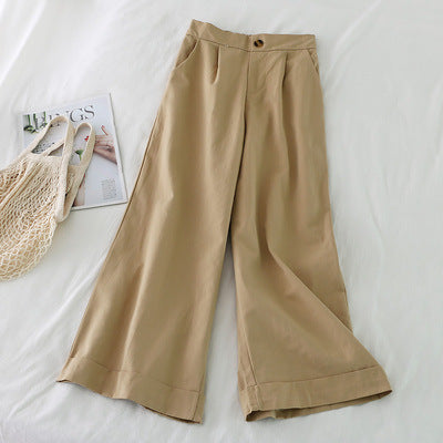 Pantaloni 3/4 Euridice crem cu talie inalta si buzunare laterale