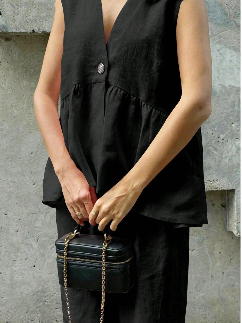 Set Zinnia compus din vesta si pantaloni lejeri