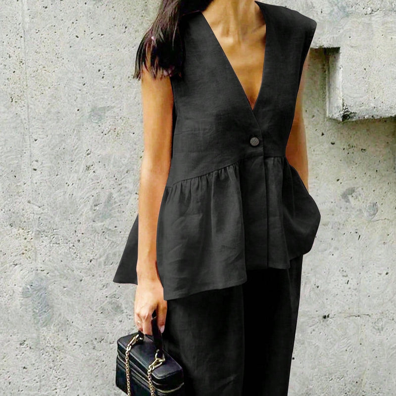 Set Zinnia compus din vesta si pantaloni lejeri