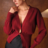 Jerseu Lyriel din tricot cu nasture metalic auriu