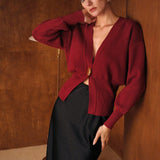 Jerseu Lyriel din tricot cu nasture metalic auriu