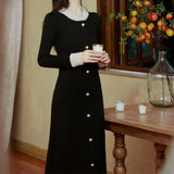 Rochie Aterra din tricot cu decolteu rotund cu perle