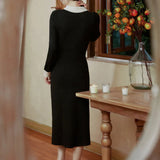 Rochie Aterra din tricot cu decolteu rotund cu perle