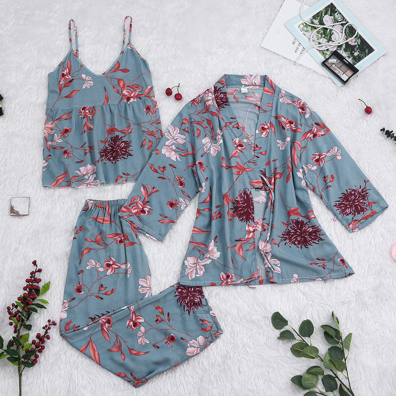 Set pijama Omi gri compus din 3 piese