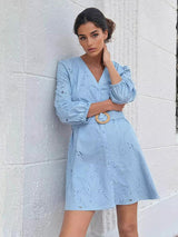Rochie brodata Blissa, curea in talie