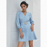 Rochie brodata Blissa, curea in talie