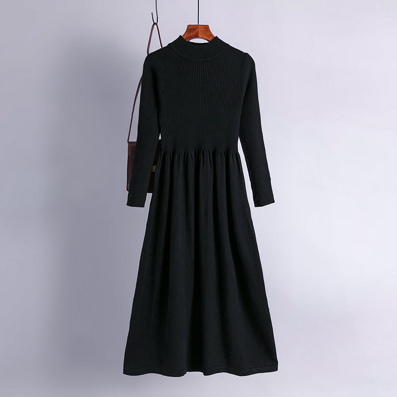 Rochie Ambra neagra din tricot reiat