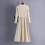 Rochie Ambra crem din tricot reiat