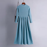 Rochie Ambra albastra din tricot reiat