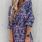 Rochie Naya cu imprimeu floral si nasturi imbracati