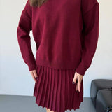 Set tricotat Lirra - compus din bluza si fusta cu pliuri