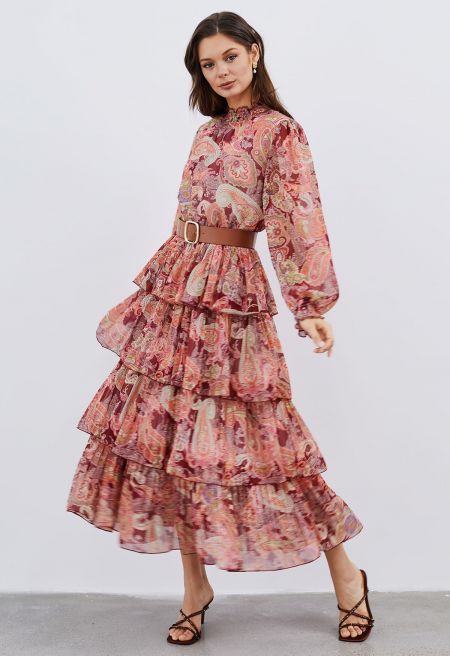 Rochie Ally cu imprimeu deosebit si curea in talie