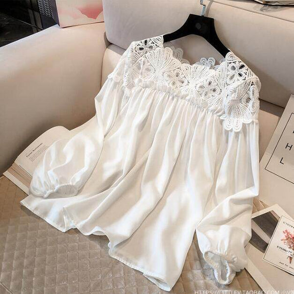 Bluza Blera cu maneci lungi si dantela brodata