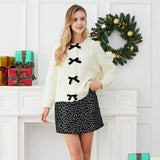 Jerseu Sabriel din tricot cu inchidere prin nasturi cu fundite