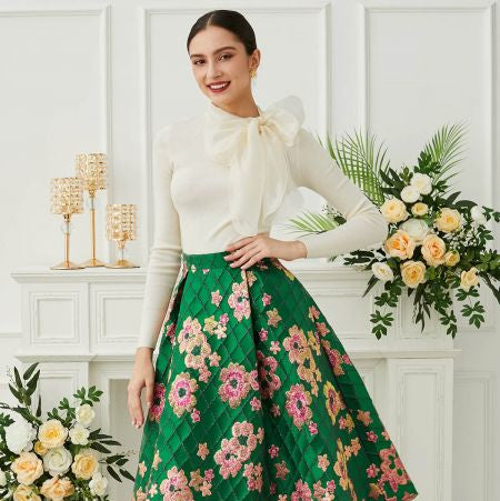 Bluza din tricot Renne cu funda din organza