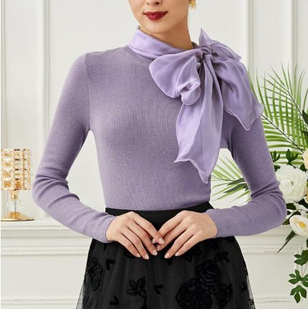 Bluza din tricot Renne cu funda din organza