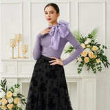 Bluza din tricot Renne cu funda din organza