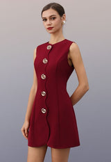Rochie Katty mini cu nasturi metalici