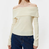 Bluza Unnoa din tricot cu decolteu barcuta cu umeri goi