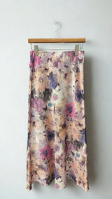 Fusta Sellah din satin cu imprimeu floral multicolor