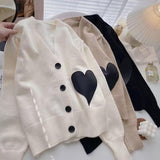 Cardigan Hyla din tricot fin, imprimat cu inimioare