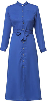 Rochie midi Helsy tip camasa cu cordon in talie