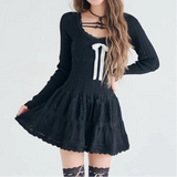 Rochie tricotata Trinna cu accesoriu fundita