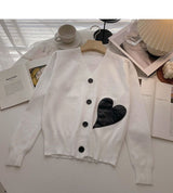 Cardigan Hyla din tricot fin, imprimat cu inimioare