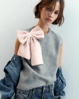 Vesta Unya din tricot cu funda laterala