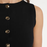 Vesta Calia neagra din tricot cu nasturi metalici