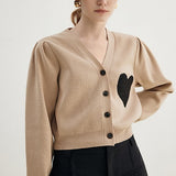 Cardigan Hyla din tricot fin, imprimat cu inimioare