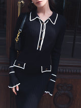 Rochie Gyra din tricot cu decolteu in V si buzunare decorative