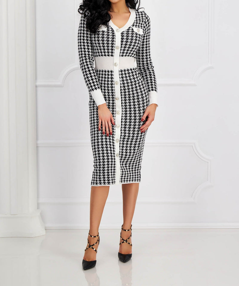 Rochie Hasha alba cu nasturi decorativi