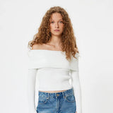 Bluza Unnoa din tricot cu decolteu barcuta cu umeri goi